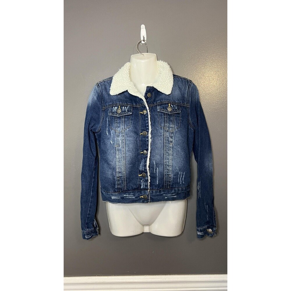 Reserve Fairfax Jacket Womens Small Sherpa Lined Denim Trucker Shearling Collar